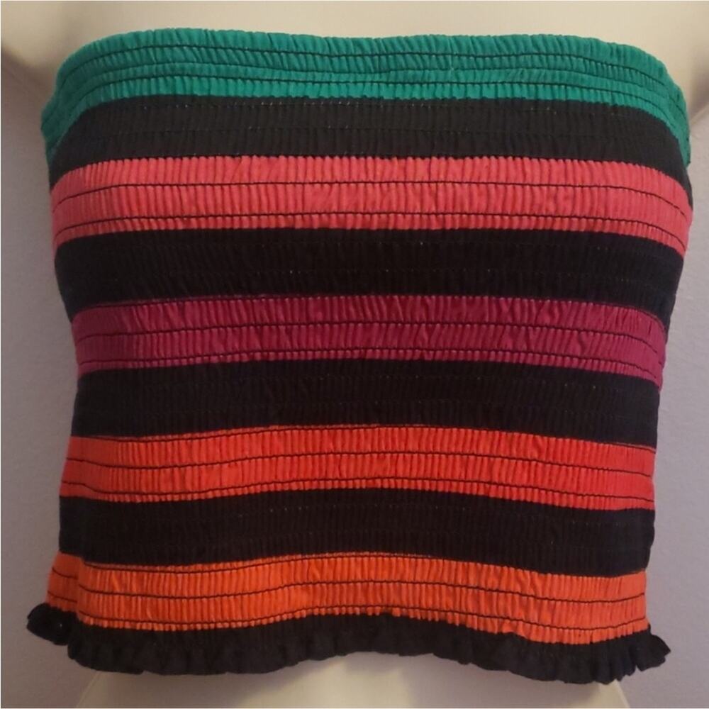 New EXPRESS Love Unites M Rainbow Striped Cropped tube Top